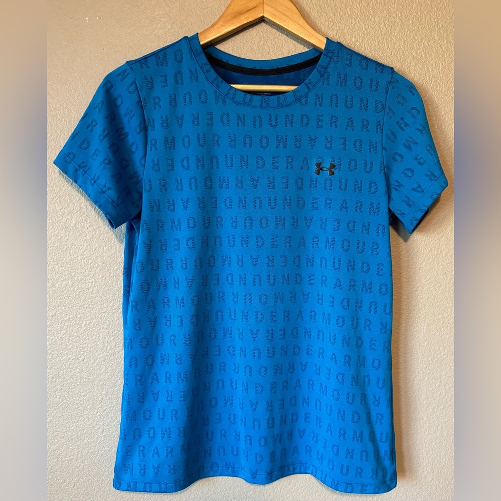 Under Armour Shirt Womens Medium Blue Loose Performance Short Sleeve Crewneck